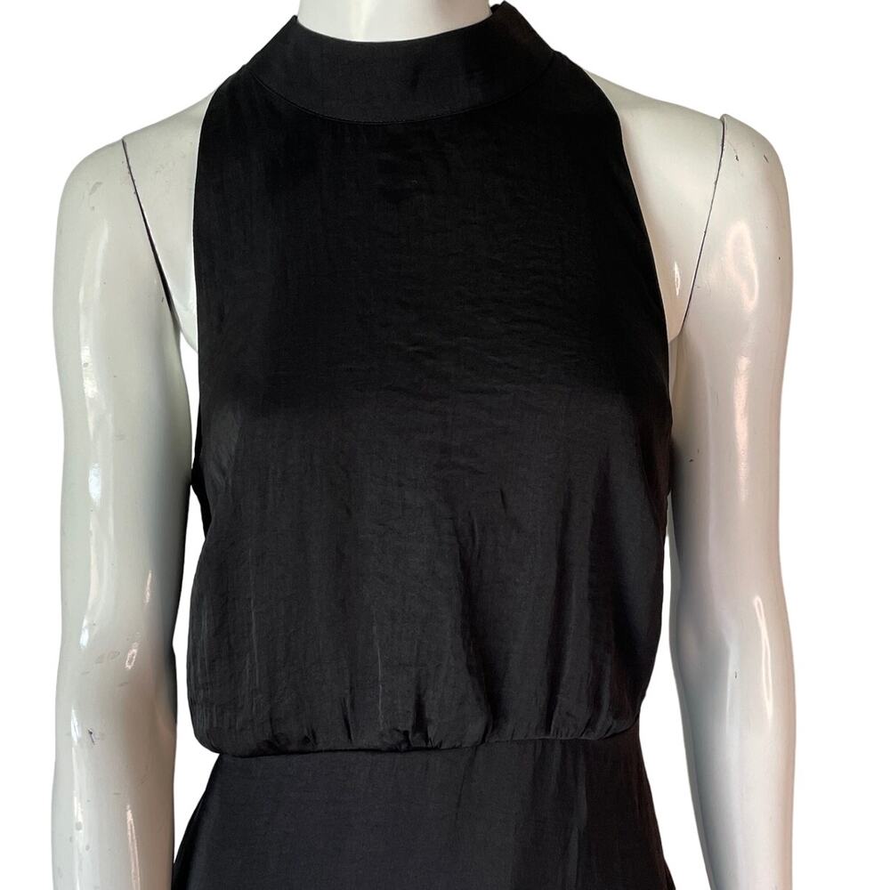 SAM EDELMAN Black High Neck Tiered Hem Midi Dress Womens 6 Sleeveless Formal - Picture 6 of 12